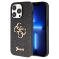Custodia Guess Fixed Glitter 4G Metal Logo per iPhone 15 Pro Max - Nera