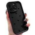 Custodia antiurto in TPU per iPhone 15 Pro Max con motivo a cuore e bordi rialzati - Nera