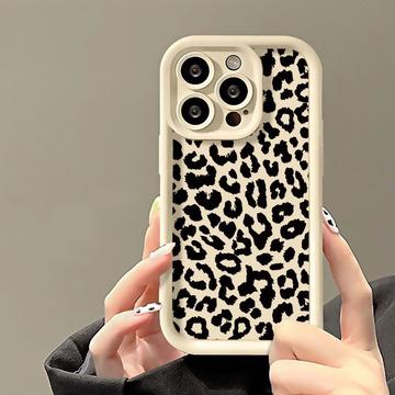 Custodia in TPU con stampa leopardo per iPhone 15 Pro Max - Bianca