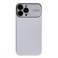 Custodia in Silicone Liquido con Protezione in Vetro Lente per iPhone 15 Pro Max - Bianca