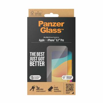 Proteggi Schermo PanzerGlass Ultra-Wide Fit EasyAligner per iPhone 15 Pro Max - Bordo Nero