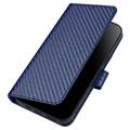 iPhone 15 Pro Max Custodia Premium a portafoglio con cinturino - Struttura in fibra di carbonio - Blu carbonio