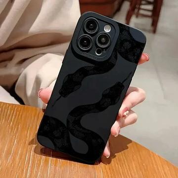 Custodia in TPU con motivo a serpente per iPhone 15 Pro Max - Nera