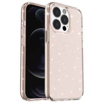 Custodia Ibrida Serie Stylish Glitter per iPhone 15 Pro Max - Color Oro