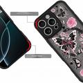 Custodia magnetica protettiva elegante per iPhone 15 Pro Max - Farfalle / Rose