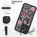 Custodia magnetica protettiva elegante per iPhone 15 Pro Max - Farfalle / Rose