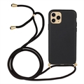Custodia in TPU per iPhone 15 Pro Max con cordino - nera