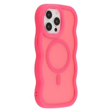 Custodia ibrida magnetica con bordo ondulato per iPhone 15 Pro Max - Rosa caldo