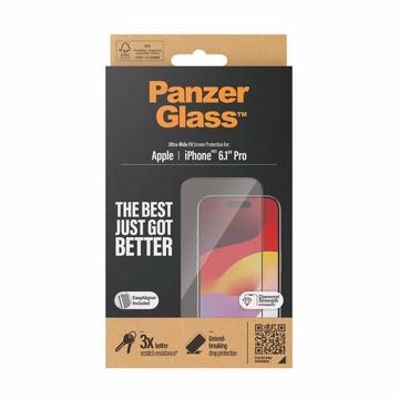 Proteggi Schermo PanzerGlass Ultra-Wide Fit EasyAligner per iPhone 15 Pro - Bordo Nero