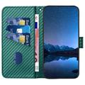 iPhone 15 Pro Custodia Premium a portafoglio con cinturino - Struttura in fibra di carbonio - Carbonio verde
