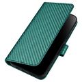 iPhone 15 Pro Custodia Premium a portafoglio con cinturino - Struttura in fibra di carbonio - Carbonio verde