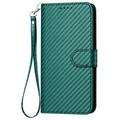 iPhone 15 Pro Custodia Premium a portafoglio con cinturino - Struttura in fibra di carbonio - Carbonio verde