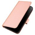 iPhone 15 Pro Custodia Premium a portafoglio con cinturino - Struttura in fibra di carbonio - Rosa carbone