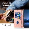 iPhone 15 Pro Custodia Premium a portafoglio con cinturino - Struttura in fibra di carbonio - Rosa carbone