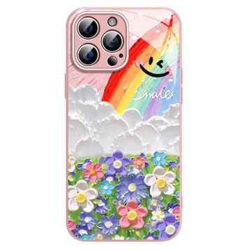 Custodia ibrida iPhone 15 Pro Sorriso e arcobaleno - Rosa
