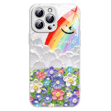 Custodia ibrida iPhone 15 Pro Sorriso e arcobaleno - Bianco