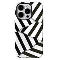 Custodia ibrida 2 in 1 staccabile a strisce per iPhone 15 Pro - Nera / Bianca