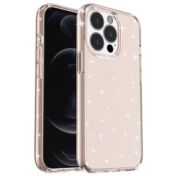 Custodia Ibrida Serie Stylish Glitter per iPhone 15 Pro - Color Oro