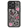 Custodia magnetica protettiva elegante per iPhone 15 Pro - Farfalle / Rose