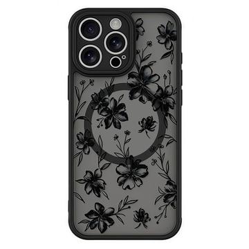 Custodia magnetica protettiva elegante per iPhone 15 Pro - Fiori d\'inchiostro
