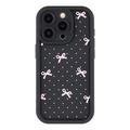 Custodia antiurto in TPU per iPhone 15 Pro con bordi rialzati - Nero / Fiocco a pois
