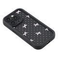 Custodia antiurto in TPU per iPhone 15 Pro con bordi rialzati - Nero / Fiocco a pois