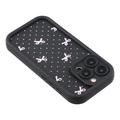 Custodia antiurto in TPU per iPhone 15 Pro con bordi rialzati - Nero / Fiocco a pois