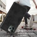 Custodia a portafoglio 2 in 1 in stile vintage per iPhone 15 Pro con coperchio rimovibile - Nera
