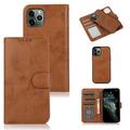 Custodia a portafoglio 2 in 1 in stile vintage per iPhone 15 Pro con coperchio rimovibile - Marrone
