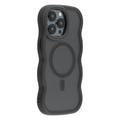 Custodia ibrida magnetica con bordo ondulato per iPhone 15 Pro - Nera