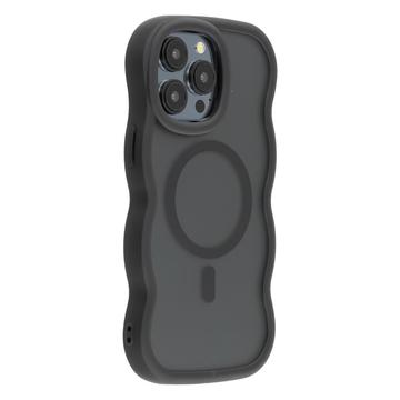 Custodia ibrida magnetica con bordo ondulato per iPhone 15 Pro - Nera