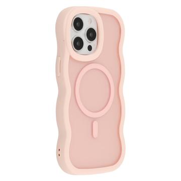 Custodia ibrida magnetica con bordo ondulato per iPhone 15 Pro - Rosa