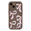 Custodia elegante in TPU antiurto per iPhone 15 con bordi rialzati - Marrone / Grande fiocco