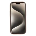 Custodia elegante in TPU antiurto per iPhone 15 con bordi rialzati - Marrone / Arco