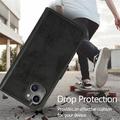 Custodia a portafoglio 2 in 1 in stile vintage per iPhone 15 con coperchio rimovibile