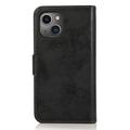 Custodia a portafoglio 2 in 1 in stile vintage per iPhone 15 con coperchio rimovibile