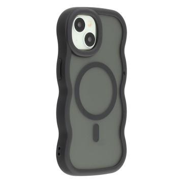 Custodia ibrida magnetica con bordo ondulato per iPhone 15 - Nera