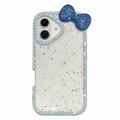 Custodia epossidica con fiocco e strass per iPhone 16 - Blu