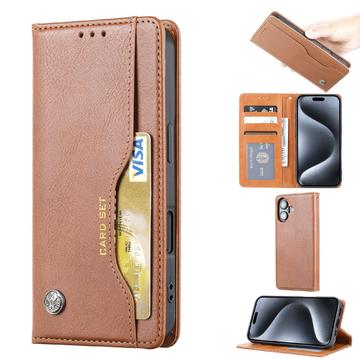 Portafoglio con set di carte per iPhone 16 - Marrone
