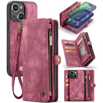 Custodia a portafoglio multifunzionale 2 in 1 Caseme 008 per iPhone 16 - Rossa
