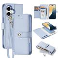 Custodia in pelle a portafoglio con copertura magnetica Dux Ducis Lawa per iPhone 16 - Baby Blue