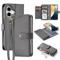 Custodia in pelle a portafoglio con copertura magnetica Dux Ducis Lawa per iPhone 16 - Grigio