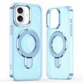 Custodia ibrida iPhone 16 Glitter con supporto - Compatibile con MagSafe - Blu
