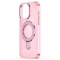Custodia ibrida iPhone 16 Glitter con supporto - Compatibile con MagSafe - Rosa