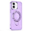 Custodia ibrida iPhone 16 Glitter con Kickstand - Compatibile con MagSafe - Viola