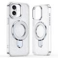 Custodia ibrida iPhone 16 Glitter con Kickstand - Compatibile con MagSafe - Trasparente