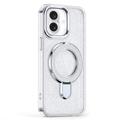 Custodia ibrida iPhone 16 Glitter con Kickstand - Compatibile con MagSafe - Trasparente