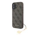 Custodia Ibrida Guess 4G Charms Collection per iPhone 16 - Marrone