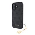 Custodia Ibrida Guess 4G Charms Collection per iPhone 16 - Grigia