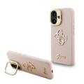 Custodia con cornice per fotocamera iPhone 16 Guess Grained 4G Logo - Rosa